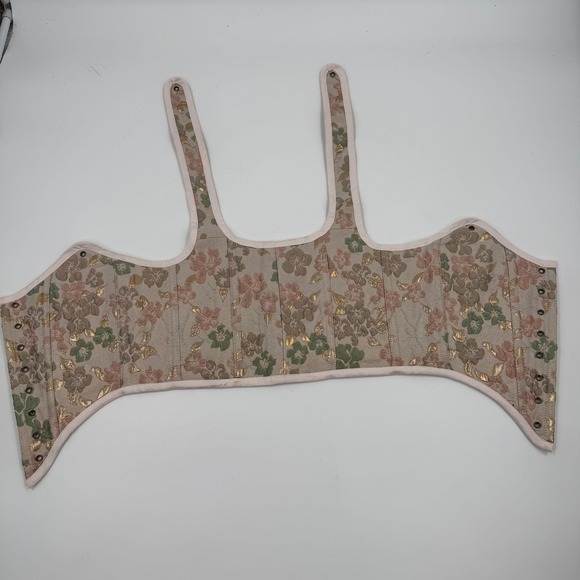French Meadows Floral Tapestry Corset Stays Bodice Pink Gold Renaissance PNW - Picture 9 of 14